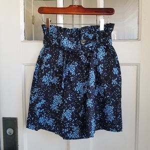 Who What Wear Floral Print Linen Blend High Waist Shorts, Sz 4